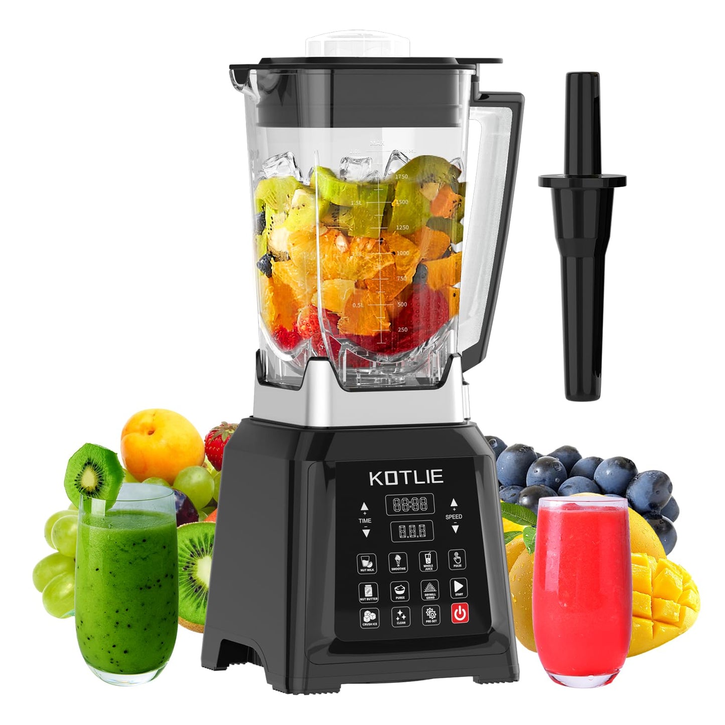 2000W High Speed Blender Smoothie Makers with 8 Preset Programs, Jug Blender for Juices/Ice Crush/Smoothies/Soup/Grind and Dips, Preset Timer and Auto