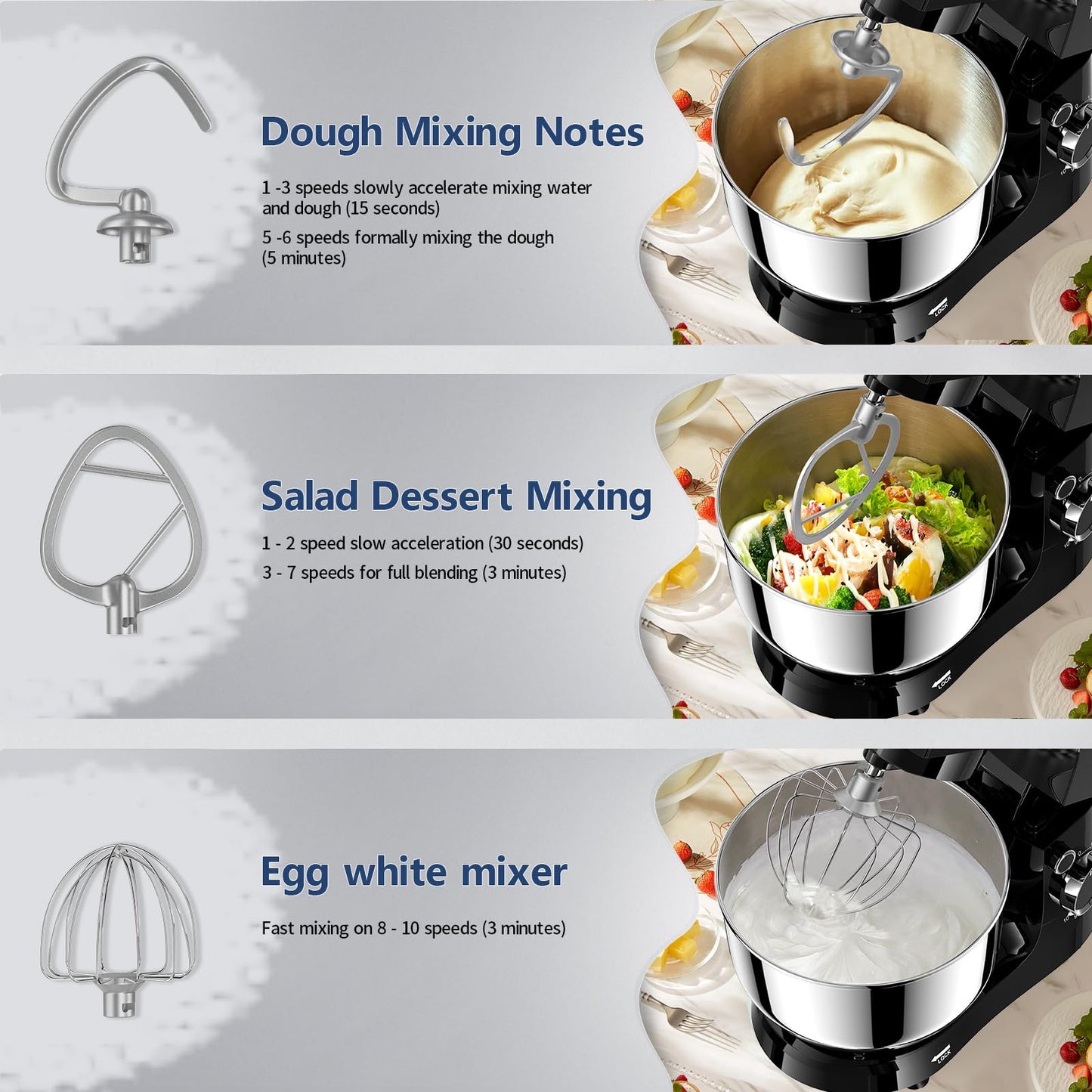 Vezzio Small Stand Mixer,4.5 liters Food Mixers for Baking,1500W 10-Speed Kitchen Cake Mixers,Electric Kitchen Mixers with Small form-factor, Easy to