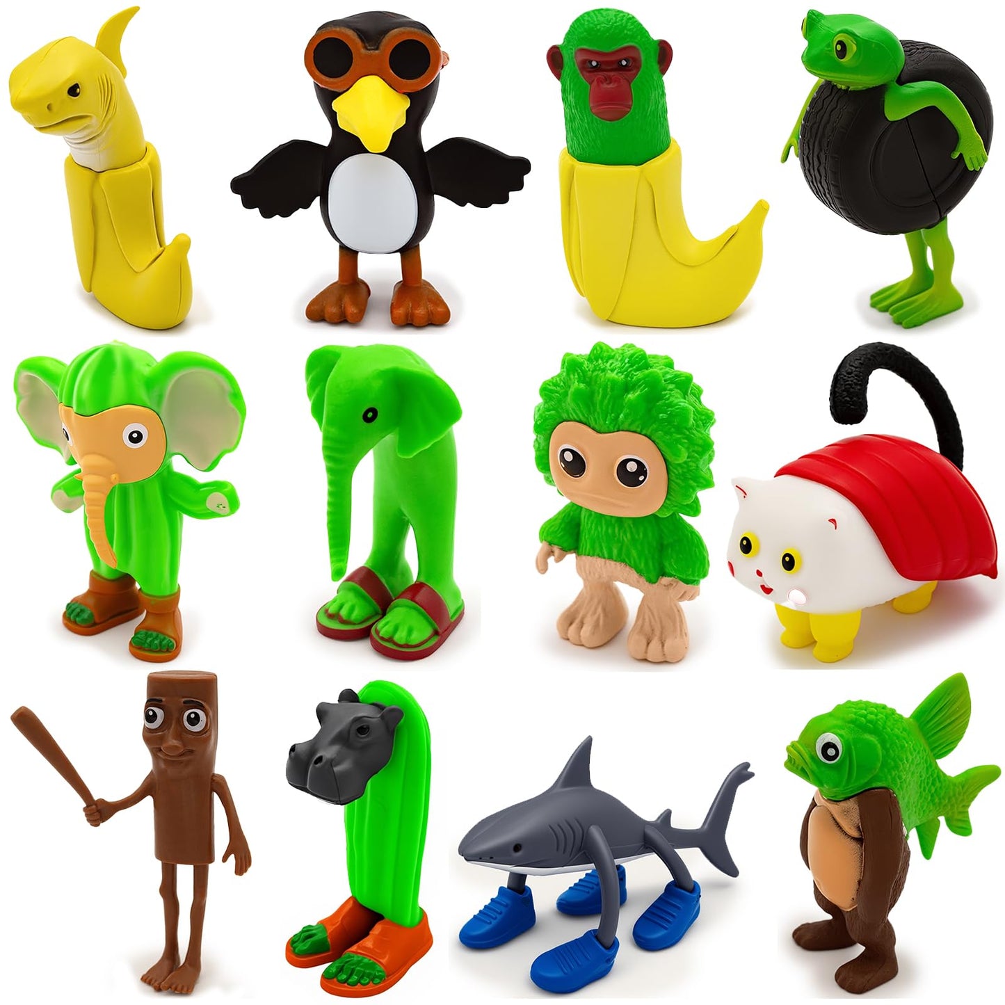8 PCS Italian Brainrot Action Figures, Tralalero Tralala Figure Toys, Tung Tung Tung Sahur, BRR BRR Patapim, Brainrot Meme Shark Collectible Animals Figurine Doll Gifts