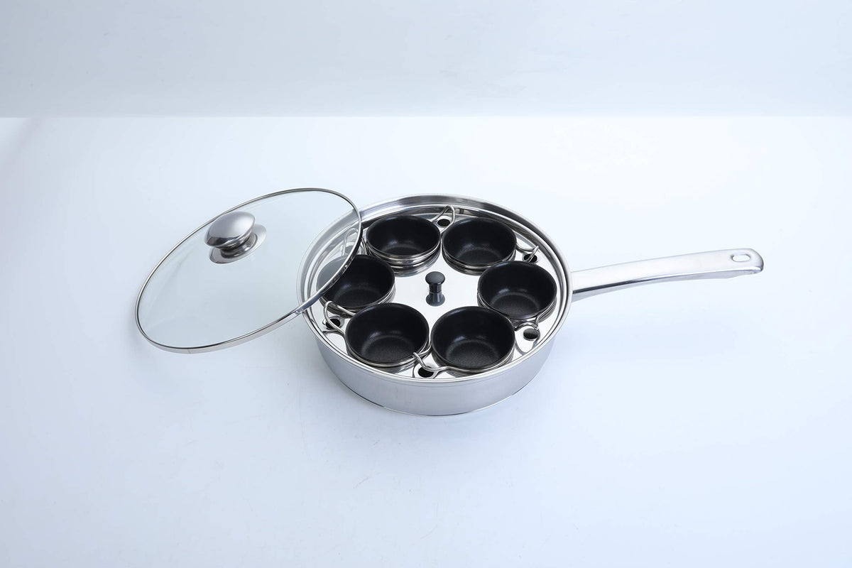 6 Cups Egg Poacher Pan - Stainless Steel Poached Egg Cooker  Induction Cooktop Egg Poachers Cookware Set with 4 Nonstick Large PFOA FREE Egg Poacher