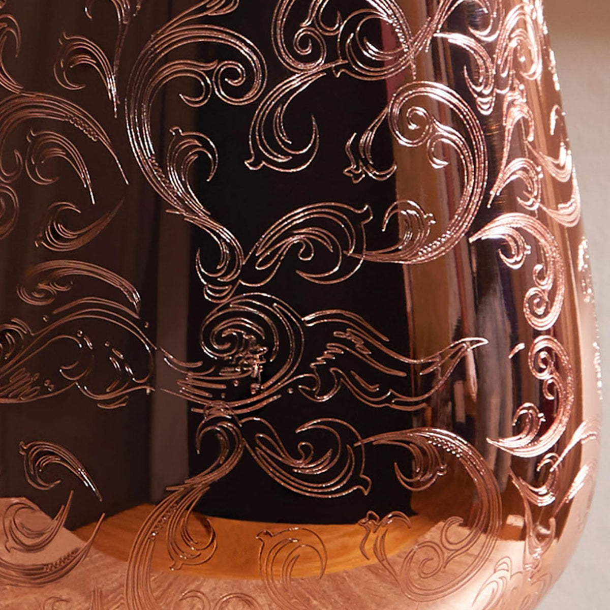 SKY FISH Stainless Steel Wine Glasses - Etching Stemless Cocktail Tumblers Set of 4, Copper Gin Glass, Handwash.