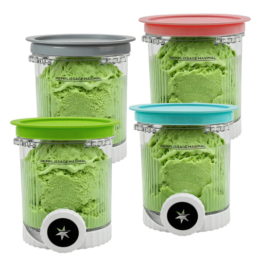 4 Pack Creami Tubs for Ninja Swirl by CREAMi Soft Serve & Ice Cream Maker NC701UK NC701 NC700 Series, Replacement Ice Cream Containers Pints Pots and