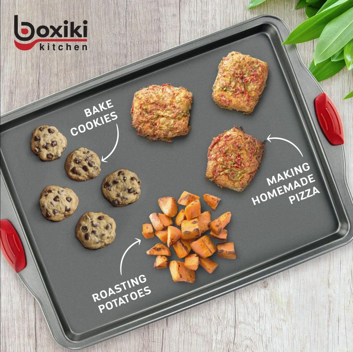 Premium Nonstick Baking Sheet Pans ? Set of 3, Heavy-Gauge Carbon Steel, Warp, Dent, and Rust-Resistant ? Gourmet Rimmed Half Cookie Sheet Trays,
