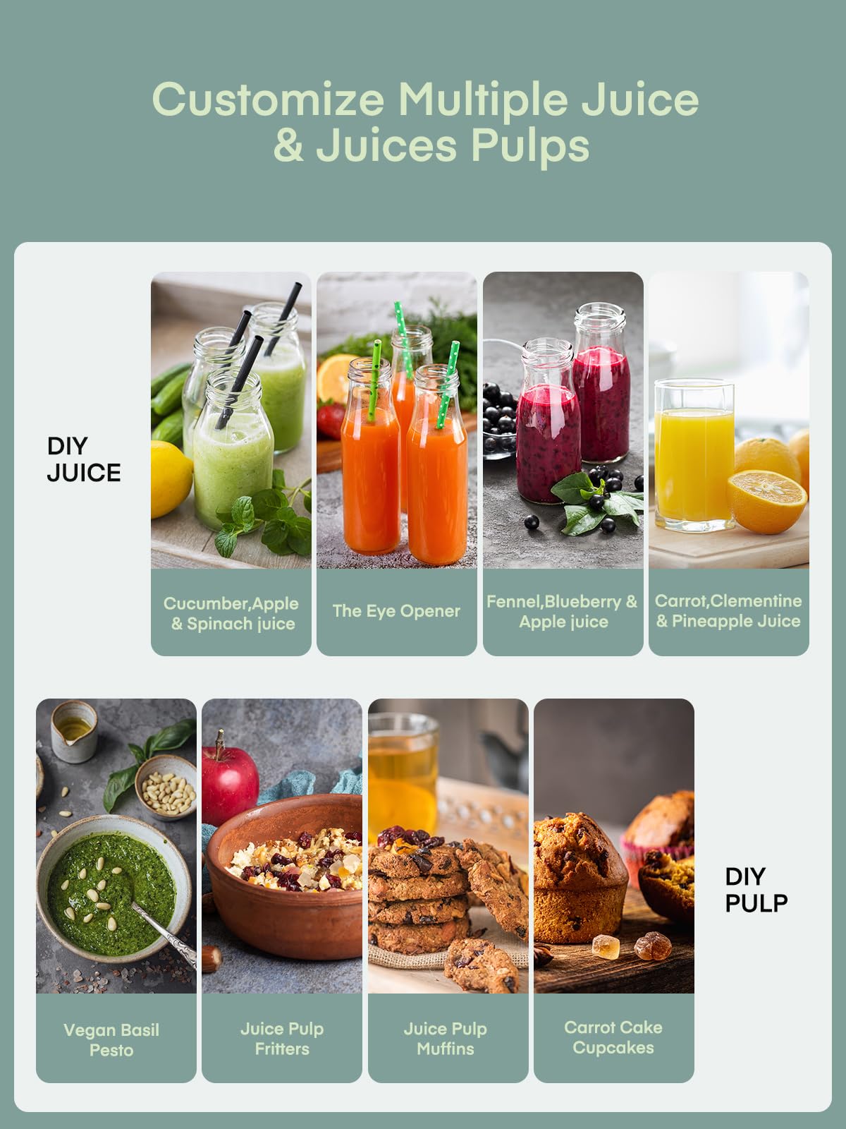 Juilist Juicer Machines, Centrifugal Juicers Whole Fruit and Vegetable with 3 Speed Setting, Big Mouth Large 65MM Feed Chute Juice Extractor Machine,