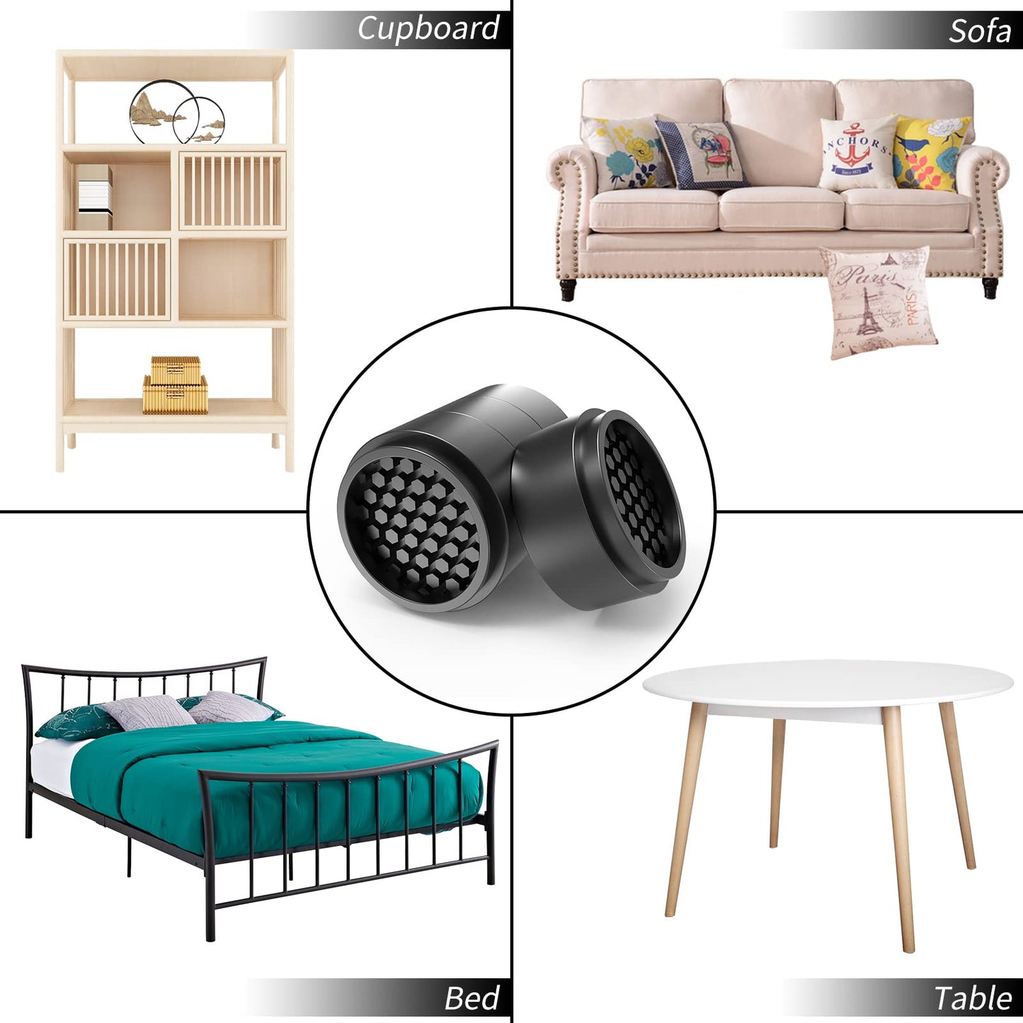 Ezprotekt 12Pack Adjustable Round Bed Furniture Risers, 1 Inch Stackable Furniture Lifts Risers Creates an Additional 1", 2", or 3" of Height for