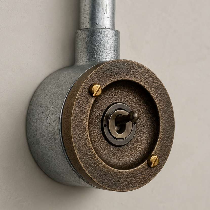Single Gang 2 Way Antique Brass Conduit Light Toggle Switch