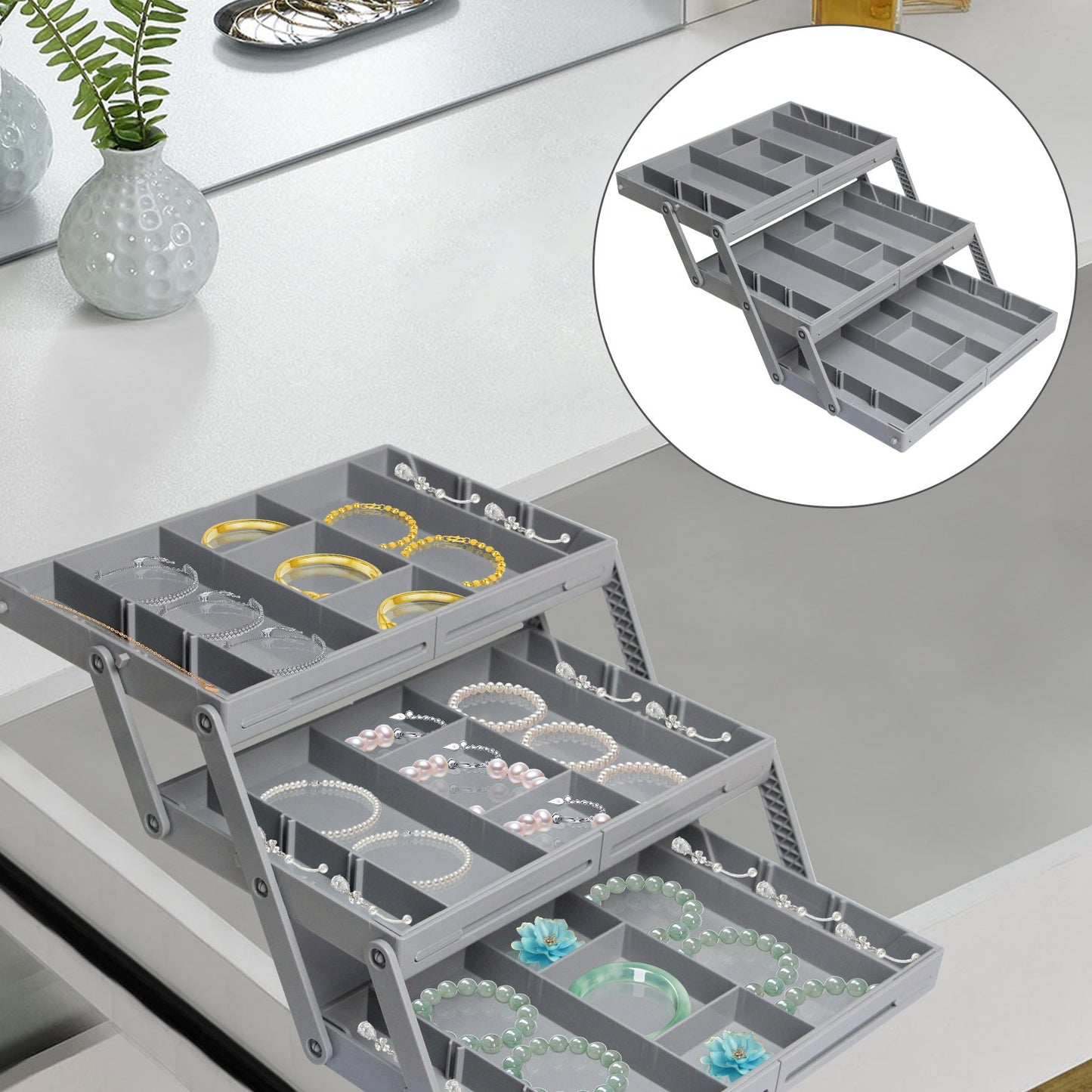 Foldable Kitchen Storage Box Dresser Jewelry Cosmetics Drawer
