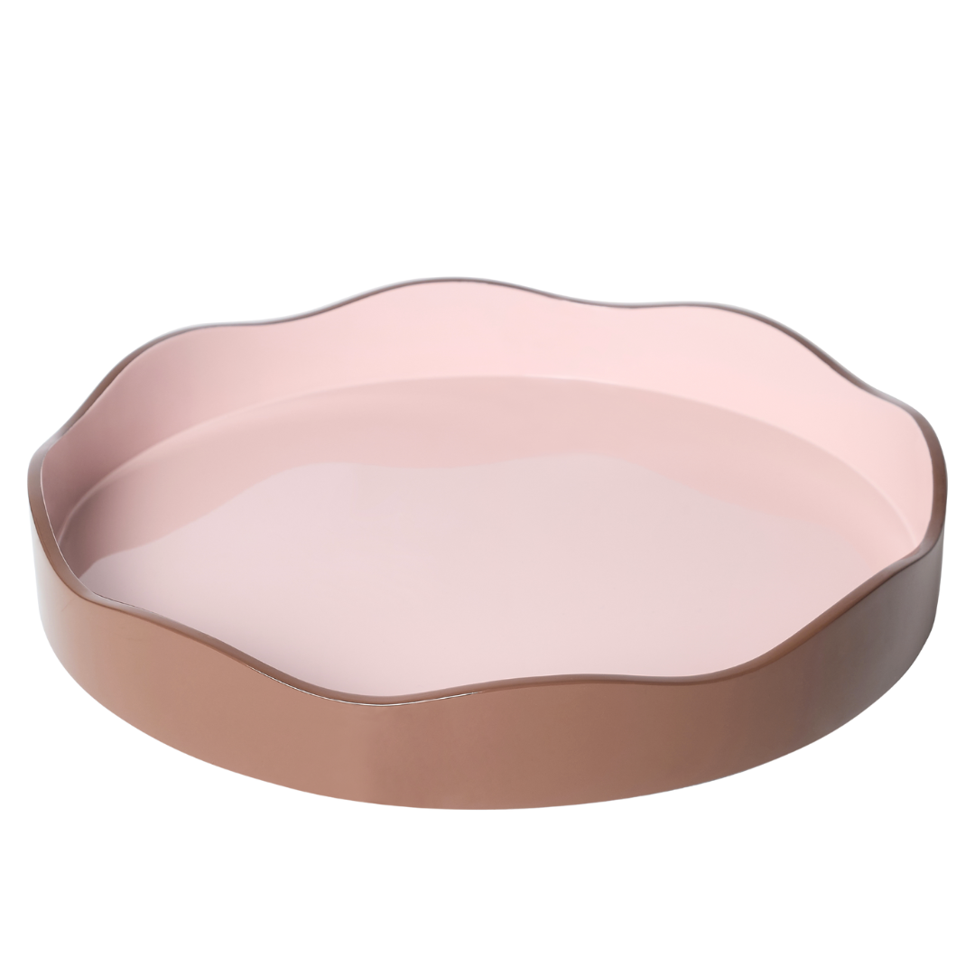 Allegra Round Wiggle Tray in Pink and Brown