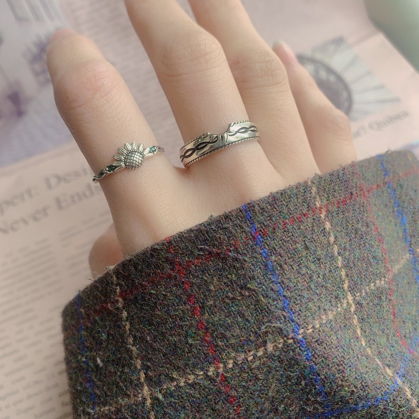 Valentine's Day Gift Girlfriend Sen 925 Art Retro Ring