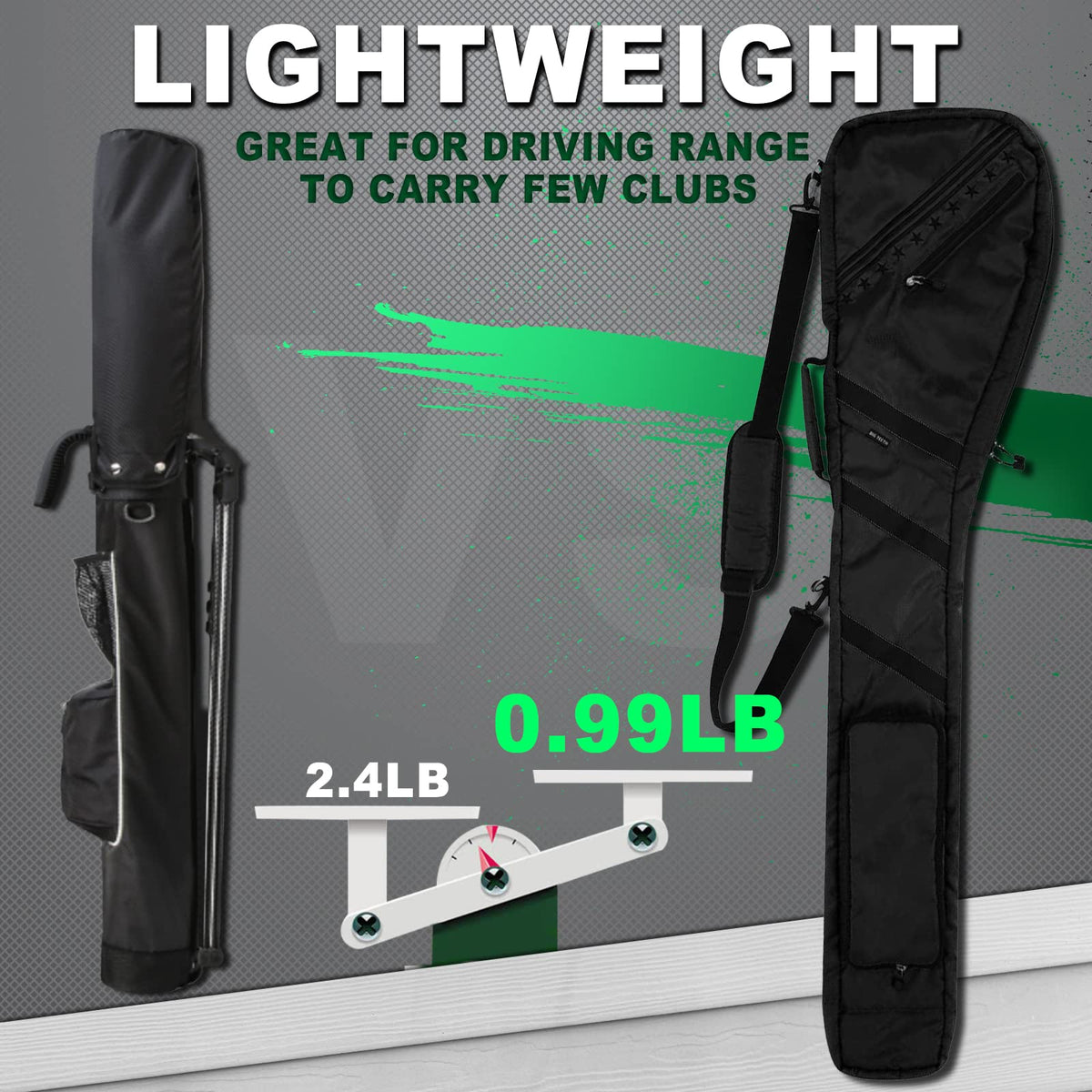 BIG TEETH Golf Carry Bag Lightweight Travel Bag Case Golf Club Sunday Bag Waterproof Multi Colors (Black)