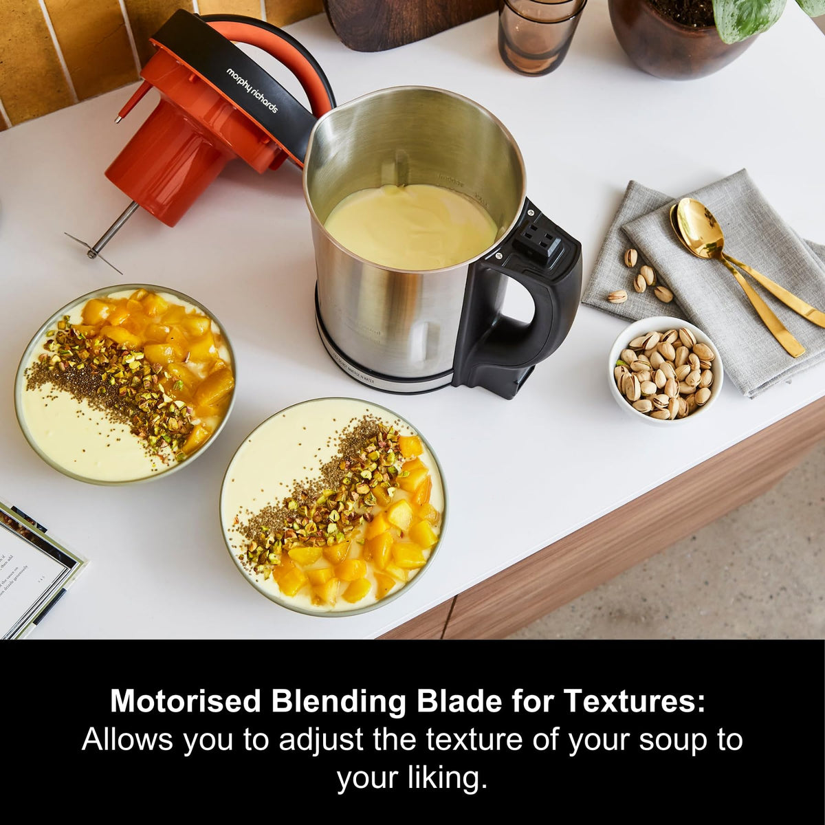 Morphy Richards Classic Soup Maker, 1.6L, Multi-Settings, LED Displayed Panel, Motorised Blade, Stainless Steel, 1000W, 48822