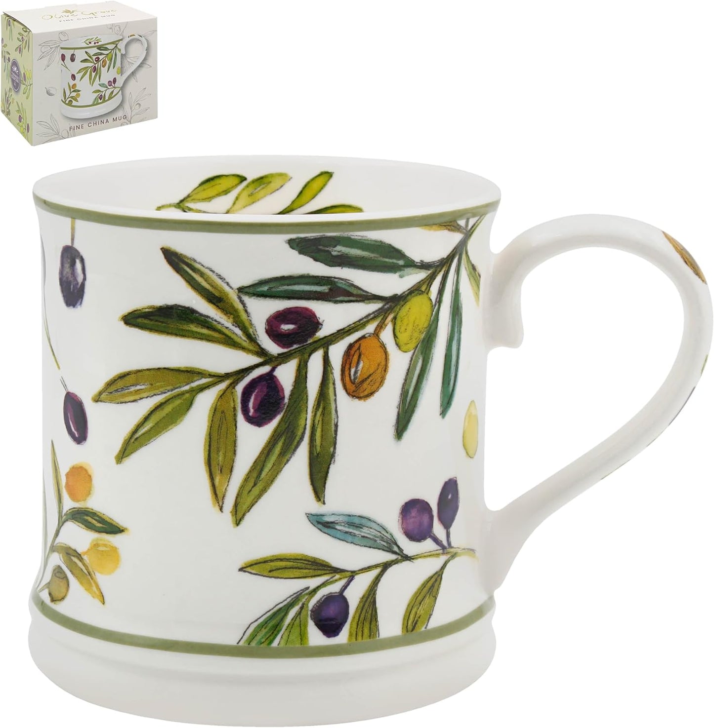 The Leonardo Collection Olive Grove By Jennifer Rose Stoneware Olive Grove Mug 366ml for Hot & Cold Drinks | Mugs for Daily Use