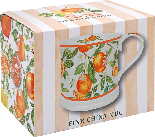 The Leonardo Collection Oranges & Lemons Jennifer Rose Stoneware Oranges & Lemons Mug 366ml for Hot & Cold Drinks | Durable Coffee Cups for Home & Office | Easy-to-Hold Coffee Mugs for Daily Use