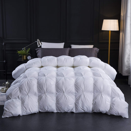 Three Geese Double Size Duvet,Goose Feather Down Duvet Heavy Warm Winter 13.5 Tog, 100% Organic Cotton Cover, Double Quilt Bed Comforter White