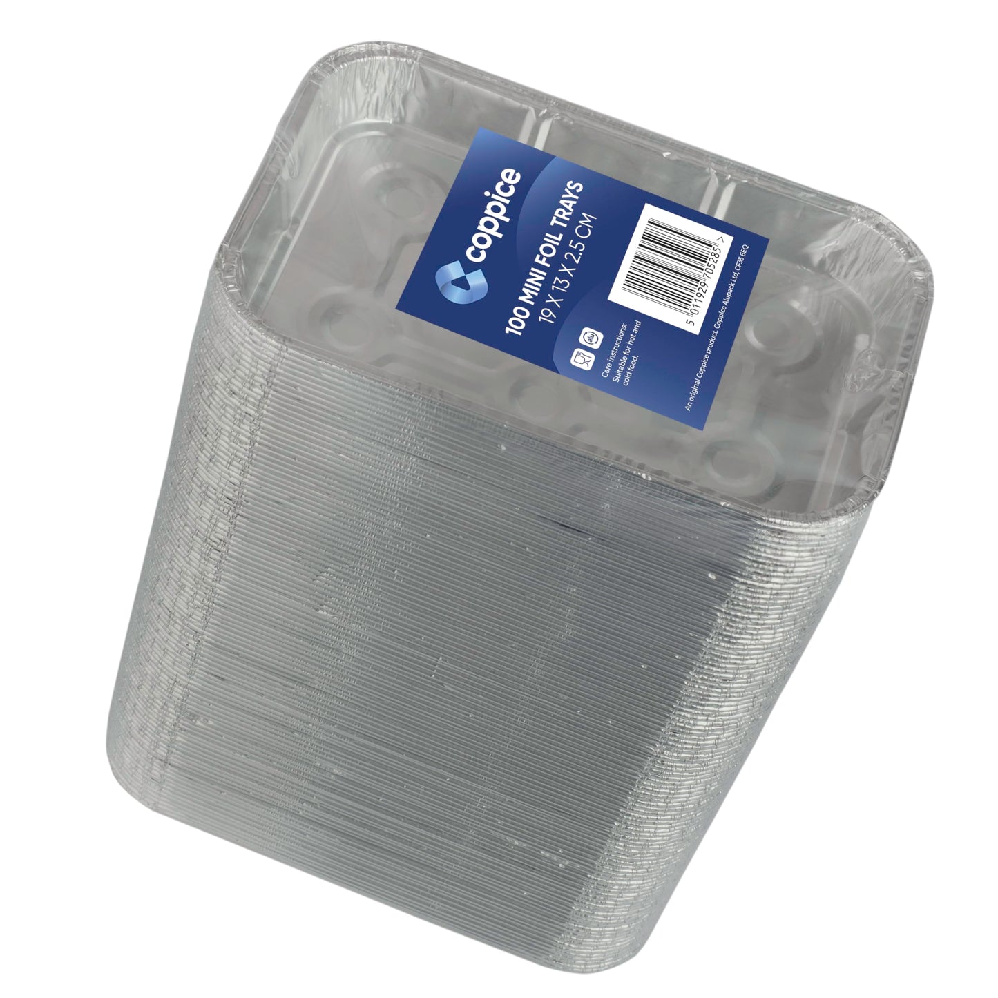 Coppice Small Aluminium Foil Tray for Baking, BBQ, Roasting, Grilling & Food Storage | 19cm x 13cm x 2.5cm | Freezer, Microwave & Oven Safe (100