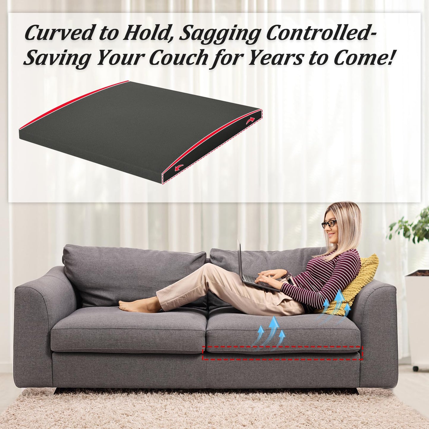 TANYOO Sofa Cushion Support for Sagging Seat Curve Furniture Seat Under Cushion Sag Repair -3Pack
