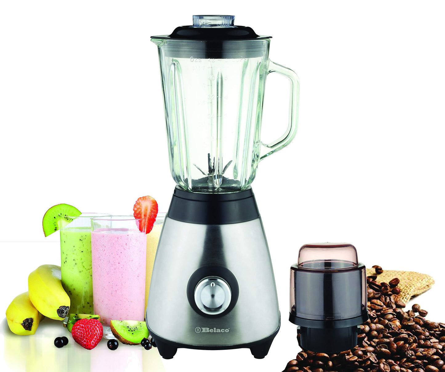 Multi Blender juicer food processor with Glass Jar & a Grinder strong housing smoothie maker 1.5L glass jar removable filling cap for easy filling Ice