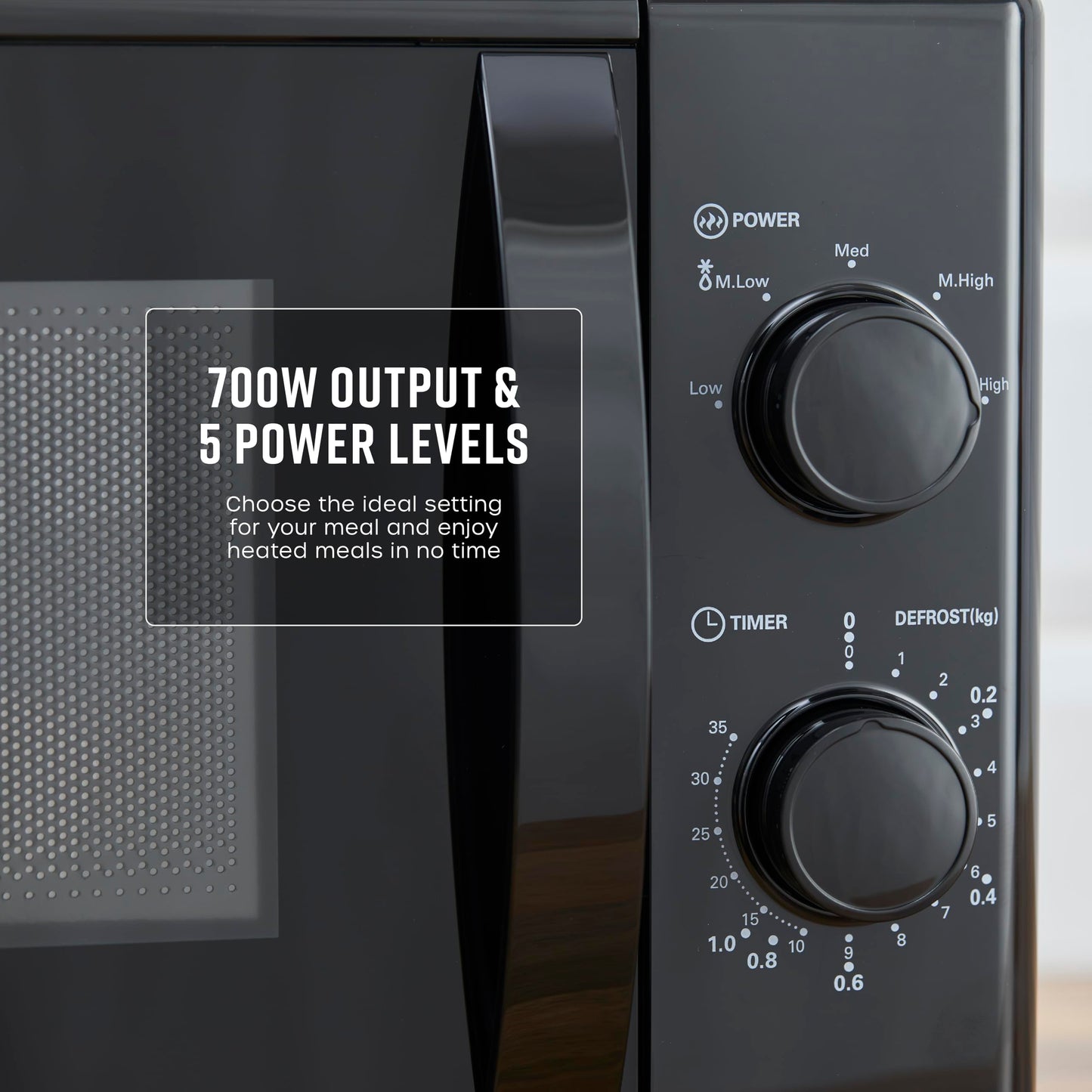 Swan SM4420BLK Manual Microwave with 5 Power Levels, 35 Minute Timer, 700W, 20L, Black