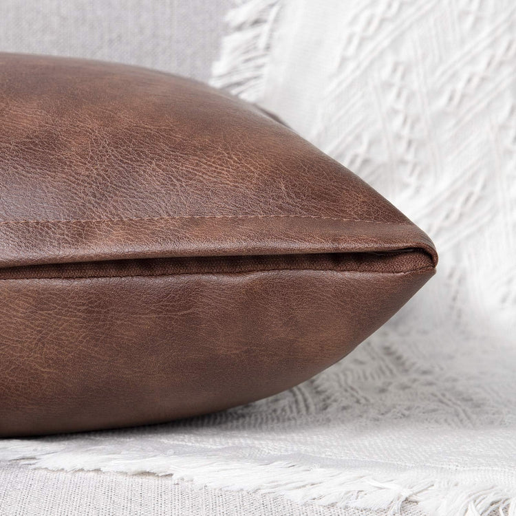 YAERTUN Set of 2 Faux Leather Decorative Throw Pillow Covers Modern Solid Outdoor Cushion Covers Cases Luxury Pillowcases for Couch Sofa Bed 24x24