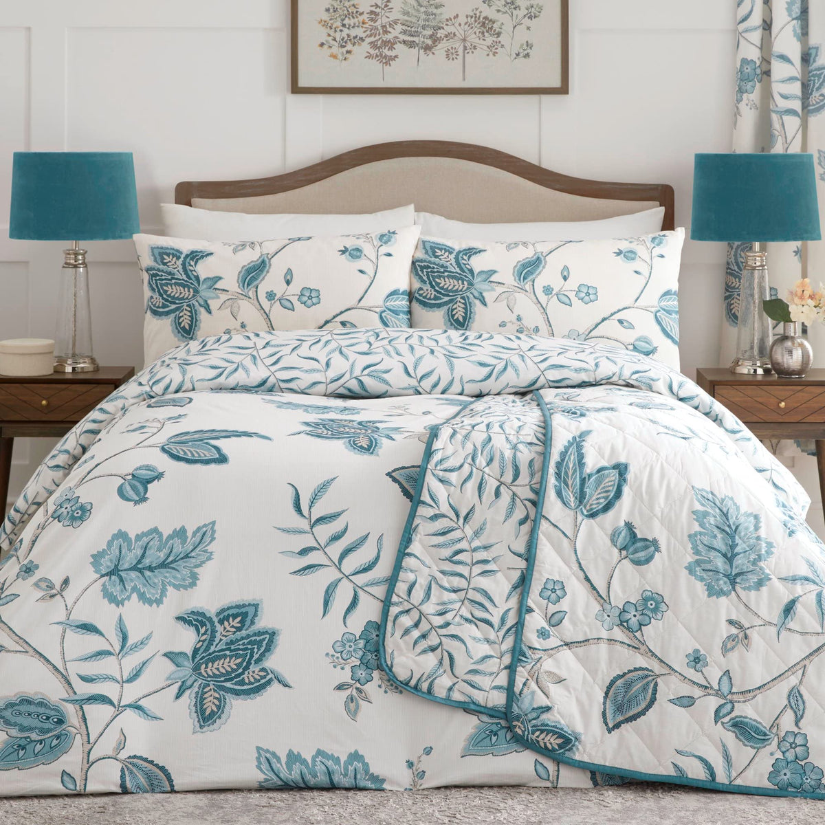 Dreams & Drapes Design - Samira - Reversible Duvet Cover Set - Super-King Bed Size in Teal