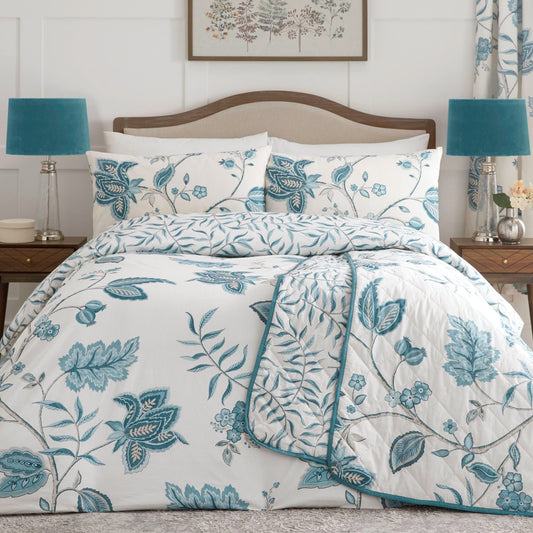 Dreams & Drapes Design - Samira - Reversible Duvet Cover Set - Super-King Bed Size in Teal