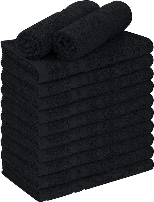 Utopia Towels Cotton Bleach Proof Salon Towels 16x27 inches - Bleach Safe Gym Hand Towel 12 Pack, Black
