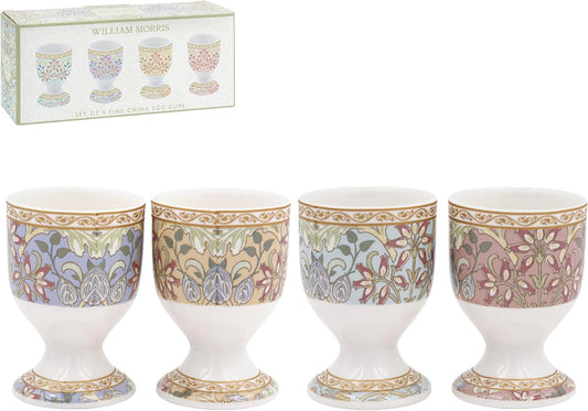 The Leonardo Collection Wm. Morris Assortments Fine China Hyacinth Egg Cups Set of 4 for Home & Kitchen | Dishwasher Safe Eggcup Stands for Breakfast Table | Durable Boiled Egg Holder for Daily Use