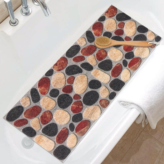 Extra Long Soft Loofah Bath Mat: Anti Mould Quick Drying High Permeability with Non Slip Backing - Foot Scratch Massage Floor Mat for Bathroom Wet