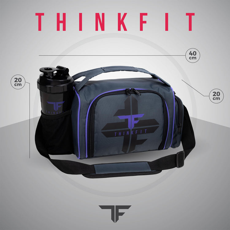 ThinkFit Insulated Meal Prep Lunch Bag | 6 Portion Control Containers | BPA-Free | Reusable | Microwavable | Freezer Safe | Protein Shaker Bottle |