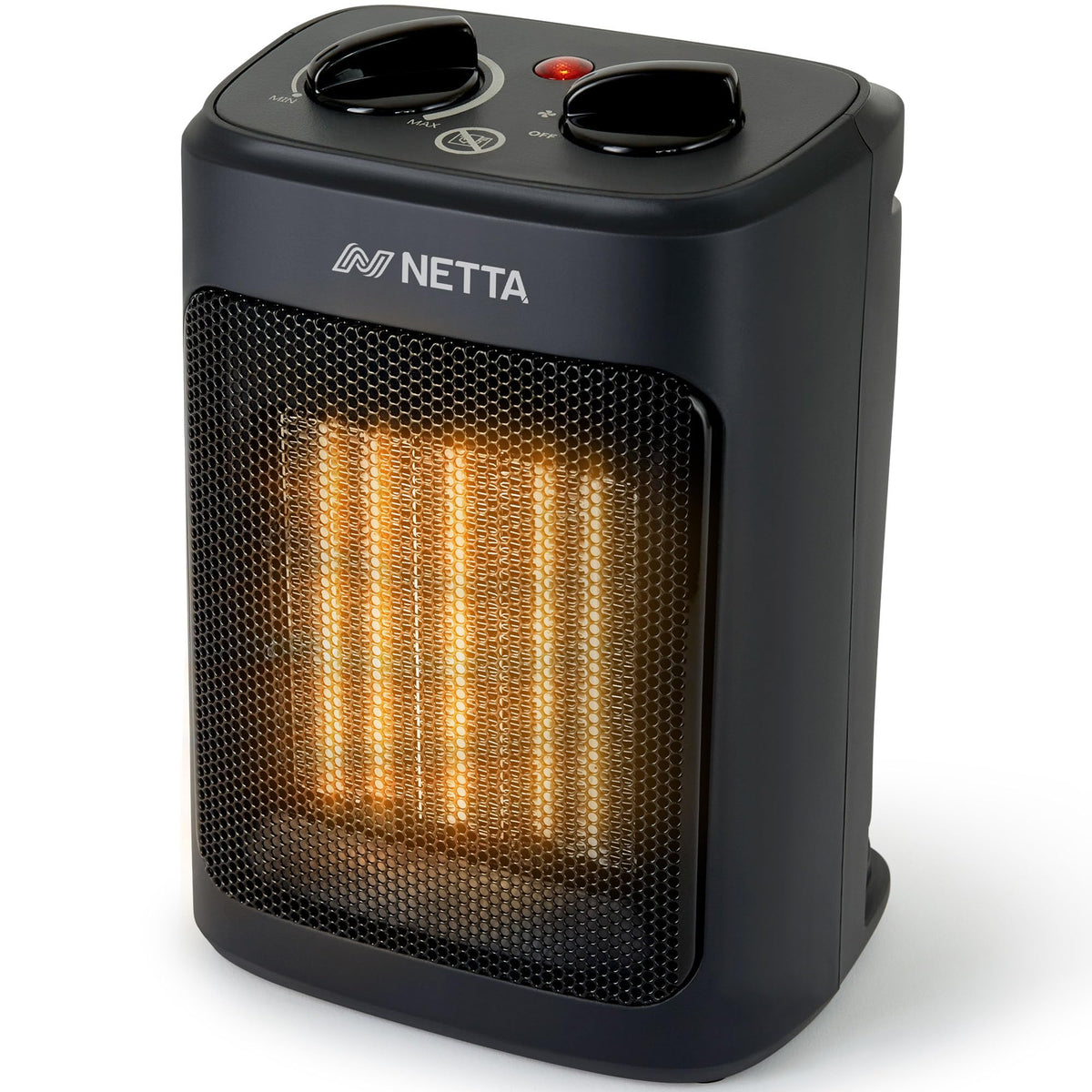 NETTA Ceramic Fan Heater 2000W - 3 Heat Settings & Thermostat with Tip Over & Overheat Protection, Portable and Compact Electric Space Heater - Black