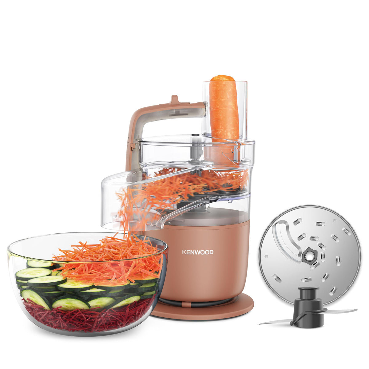 Kenwood MultiPro Go FDP22.130RD, Kitchen Robot, Chops, Slices, Grates, Purees, and Kneads, 360 Express Serve, 1.3L Bowl, Kneading Blades, 4mm Disc,