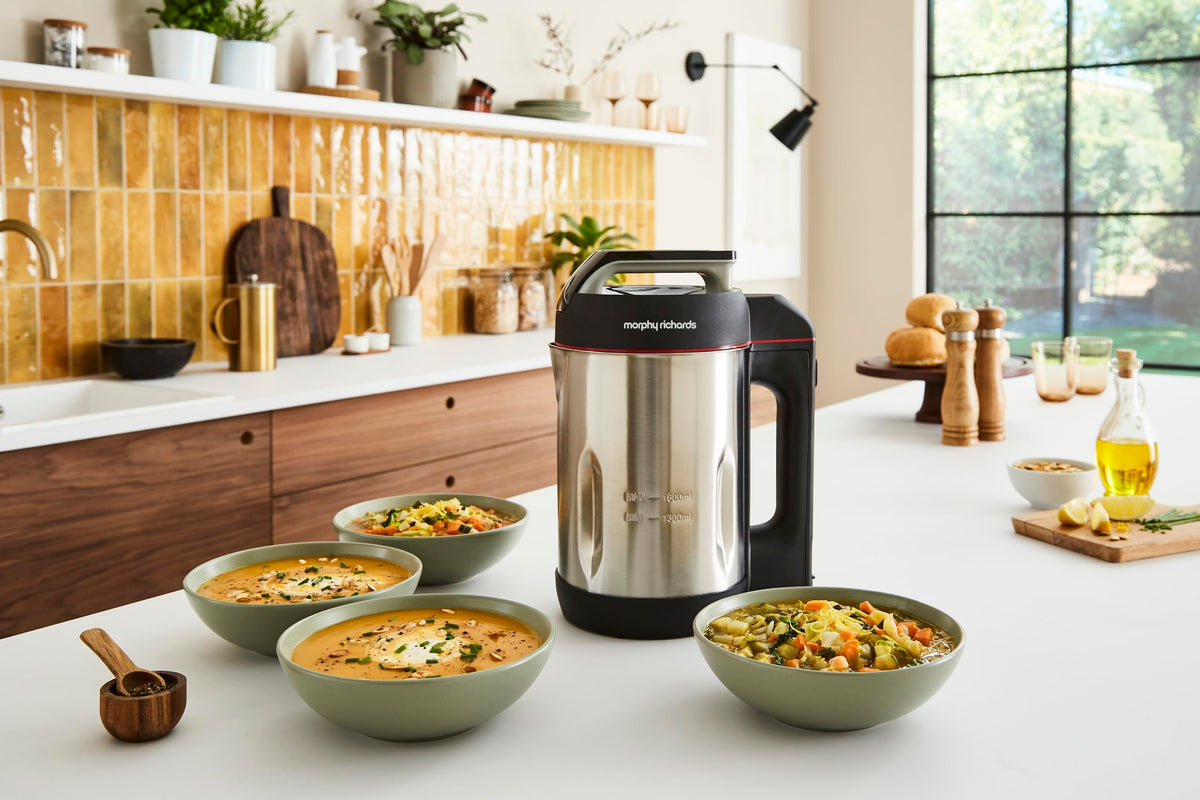 Morphy Richards Saut & Soup Maker, 1.6L, 4 Settings, Smooth, Chunky, Juice, Blend Pause Function, Family Size, Non-Stick Coated Jug, Detachable Power