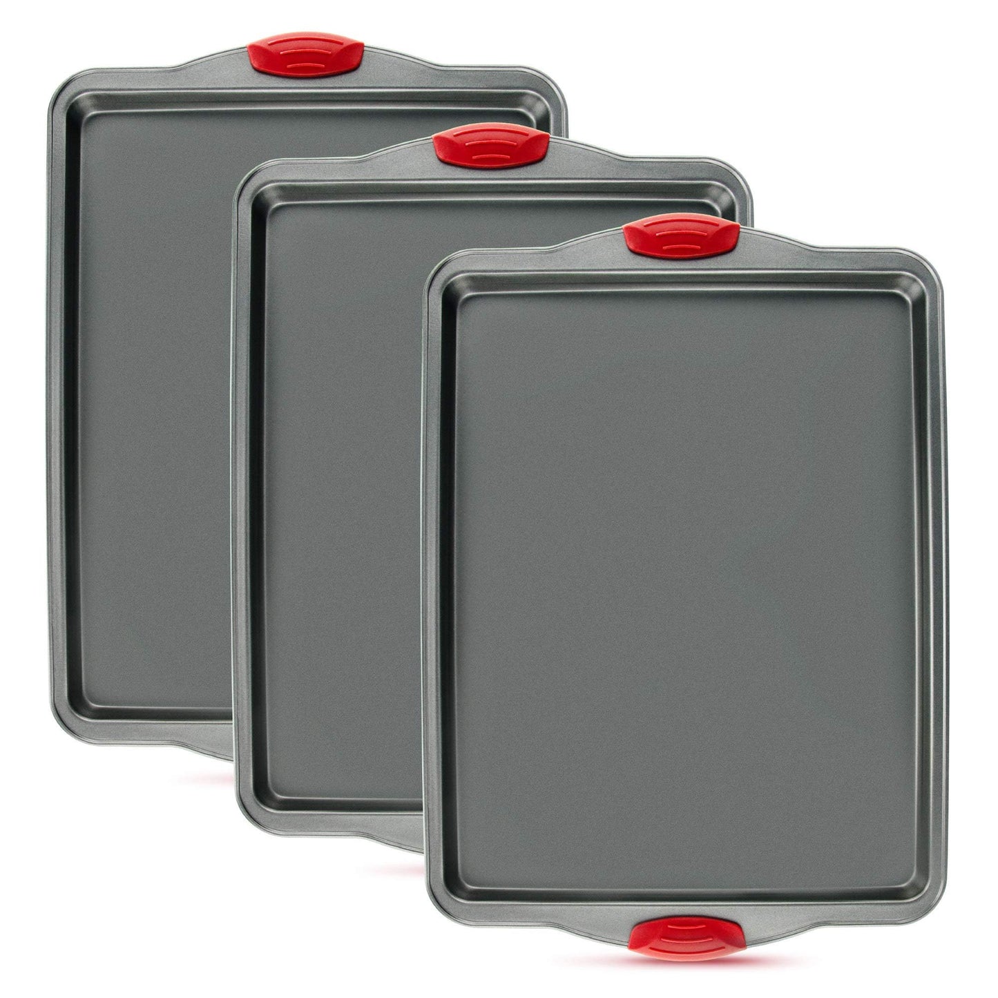 Premium Nonstick Baking Sheet Pans ? Set of 3, Heavy-Gauge Carbon Steel, Warp, Dent, and Rust-Resistant ? Gourmet Rimmed Half Cookie Sheet Trays,