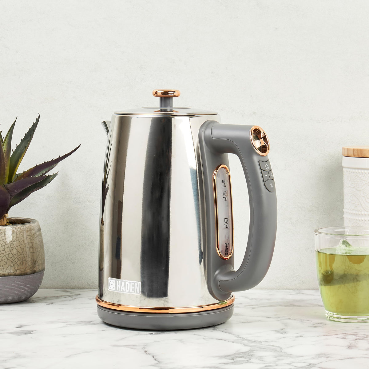 Dorchester Temperature Control Kettle - Chrome & Rose Gold - Fast Boil - 3000W - Digital Electric Kettle with LCD Display, Keep Warm Function, 1.7L