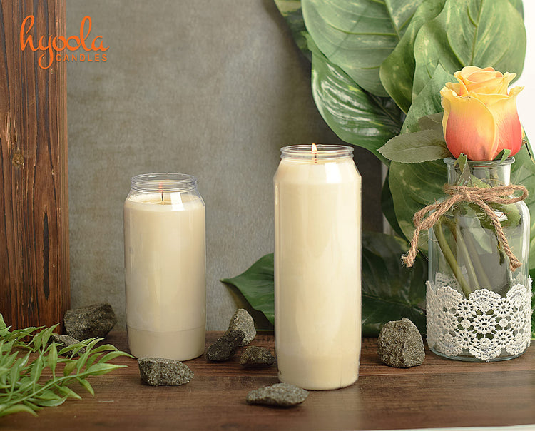 Hyoola 7 Day White Memorial Candles - 20 Pack Grave Candles for Religious, Memory, Vigil and Emergency Use - 100% Vegetable Oil Wax in Plastic Jar