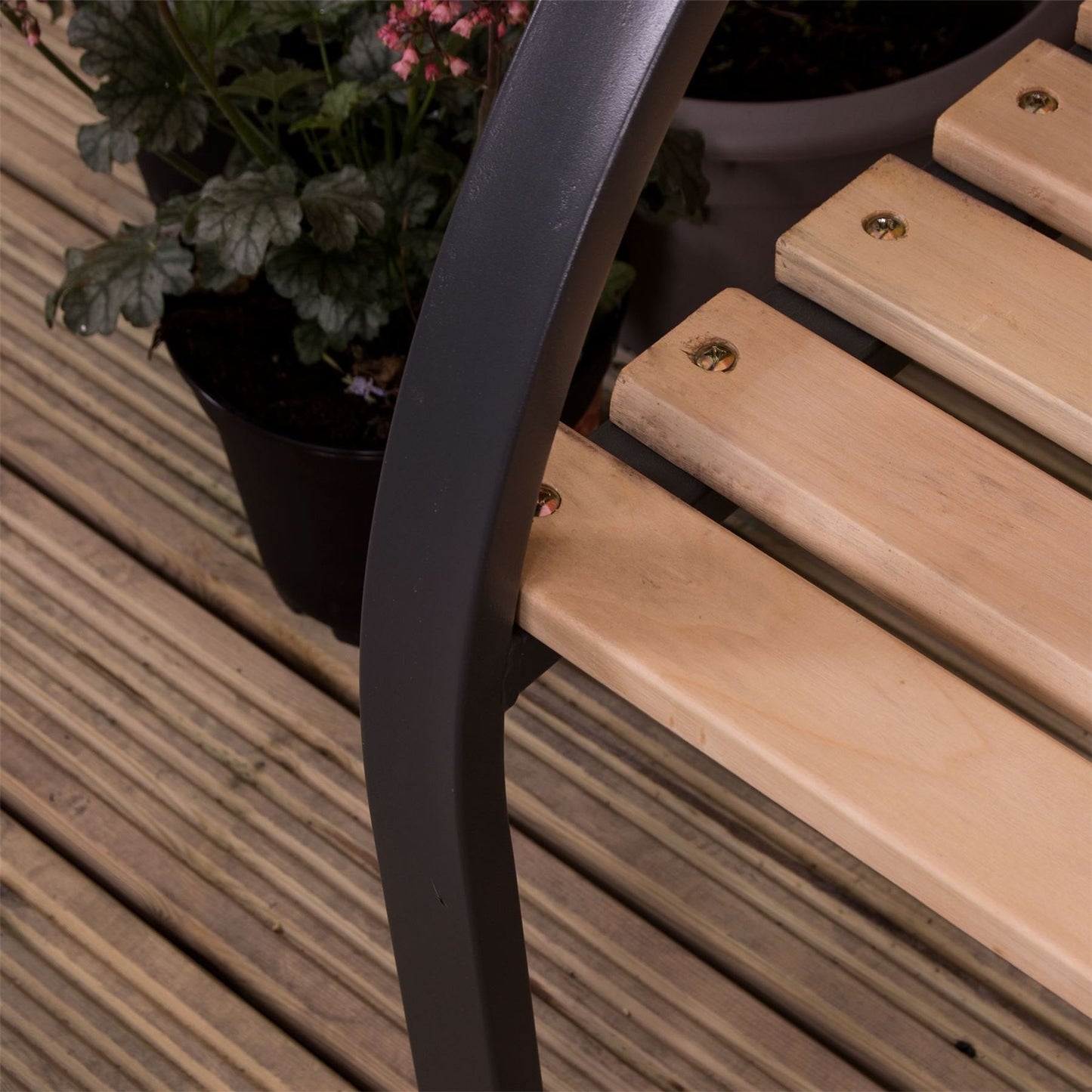 Garden Vida Slatted Garden Bench Wooden Seater Outdoor Furniture Seating Wood Slats Steel Legs Park Patio Seat