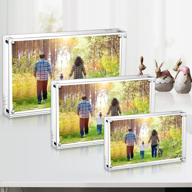 Boxalls Acrylic Photo Frame 10 x 15 cm (4 x 6 inch)-Set of 5, Double Sided Picture Frame with Magnetic, Clear Frameless Desktop Photo Block