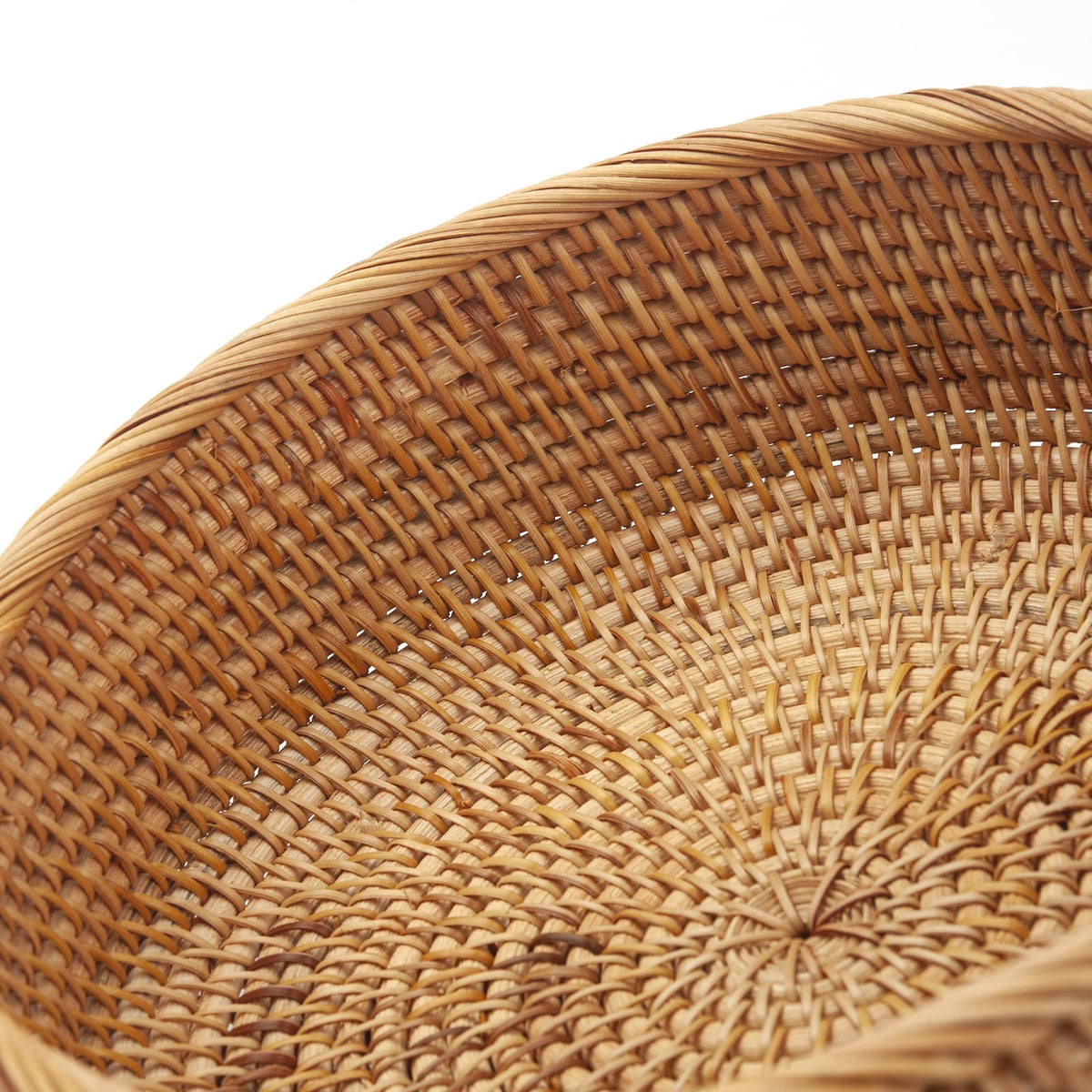 Round Rattan Storage Baskets Woven Fruit Bowls Wicker Key Holder Stackable for Kitchen Tabletop Shelf Natural Set of 3