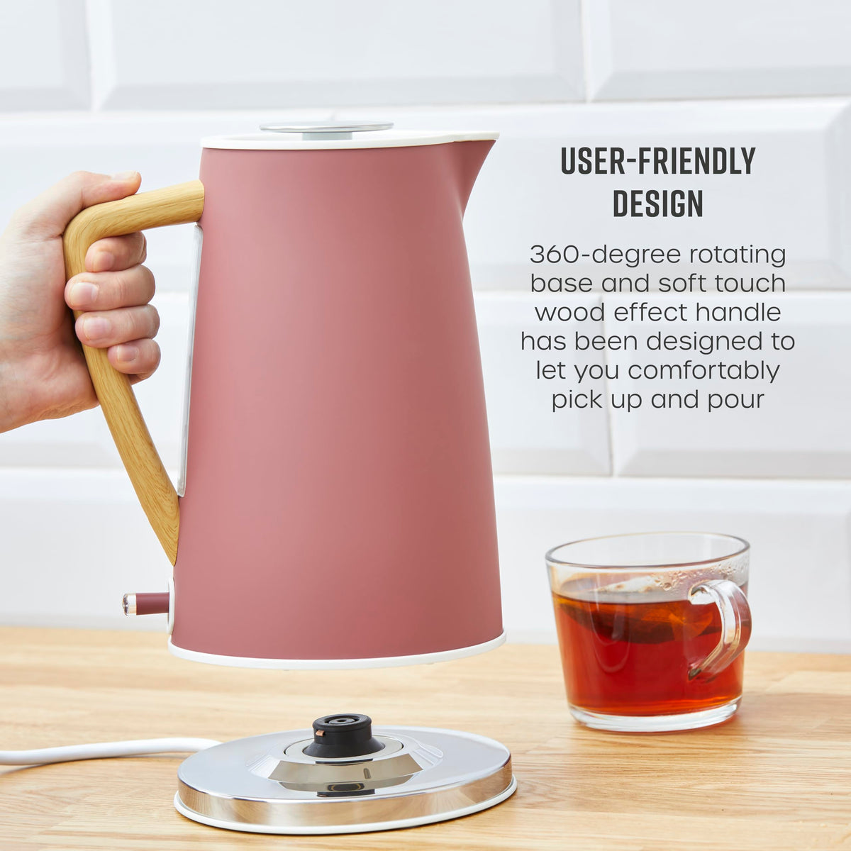Swan SK14610FUS Nordic Cordless Jug Kettle with Fast Boil Technology, Overheat Protection, Soft Touch Handle, 1.7L, 3KW, Fuchsia Rose, Fusia