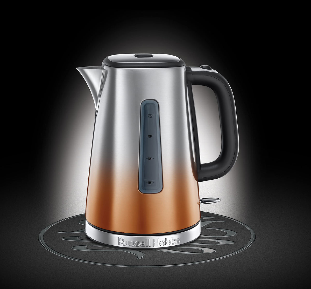 Russell Hobbs Eclipse Stainless Steel & Copper Sunset Ombre 1.7L Electric Cordless Kettle (Quiet & Fast Boil 3KW, Removable washable anti-scale
