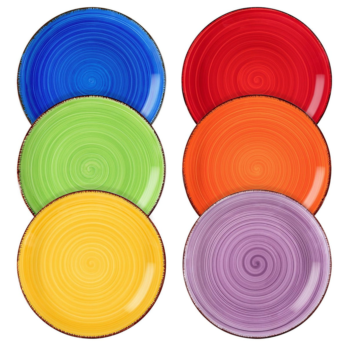 vancasso Bonita Multicolour Dessert Plate Set of 6, Handpainted Side Plate in Rustic Look Tableware, 7.5 inch Side/Salad/Fruit/Snack Plate(18.8 * 18.8