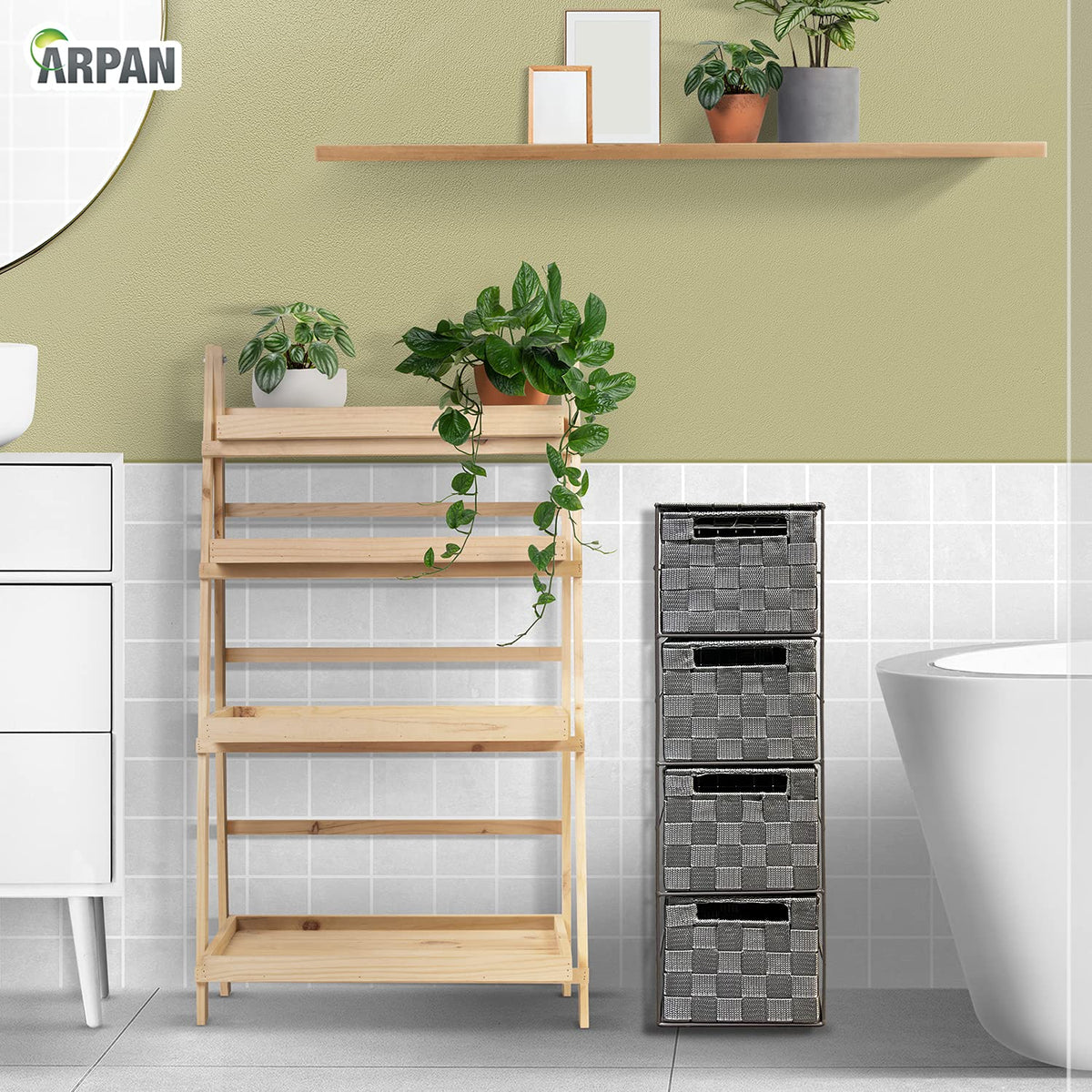 Arpan Grey 4 Drawer Storage Cabinet Unit Ideal for Home Office Bedroom Kitchen Bathroom