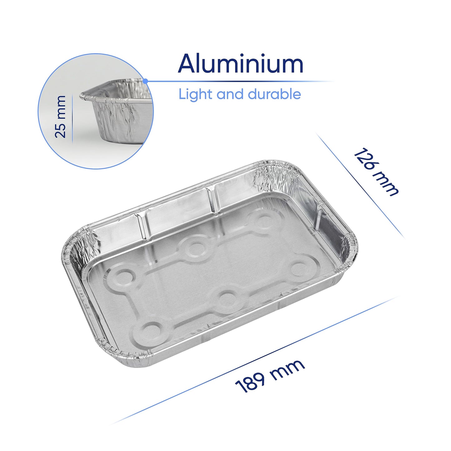 Coppice Small Aluminium Foil Tray for Baking, BBQ, Roasting, Grilling & Food Storage | 19cm x 13cm x 2.5cm | Freezer, Microwave & Oven Safe (250