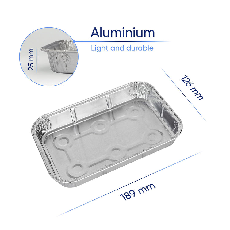 Coppice Small Aluminium Foil Tray for Baking, BBQ, Roasting, Grilling & Food Storage | 19cm x 13cm x 2.5cm | Freezer, Microwave & Oven Safe (250