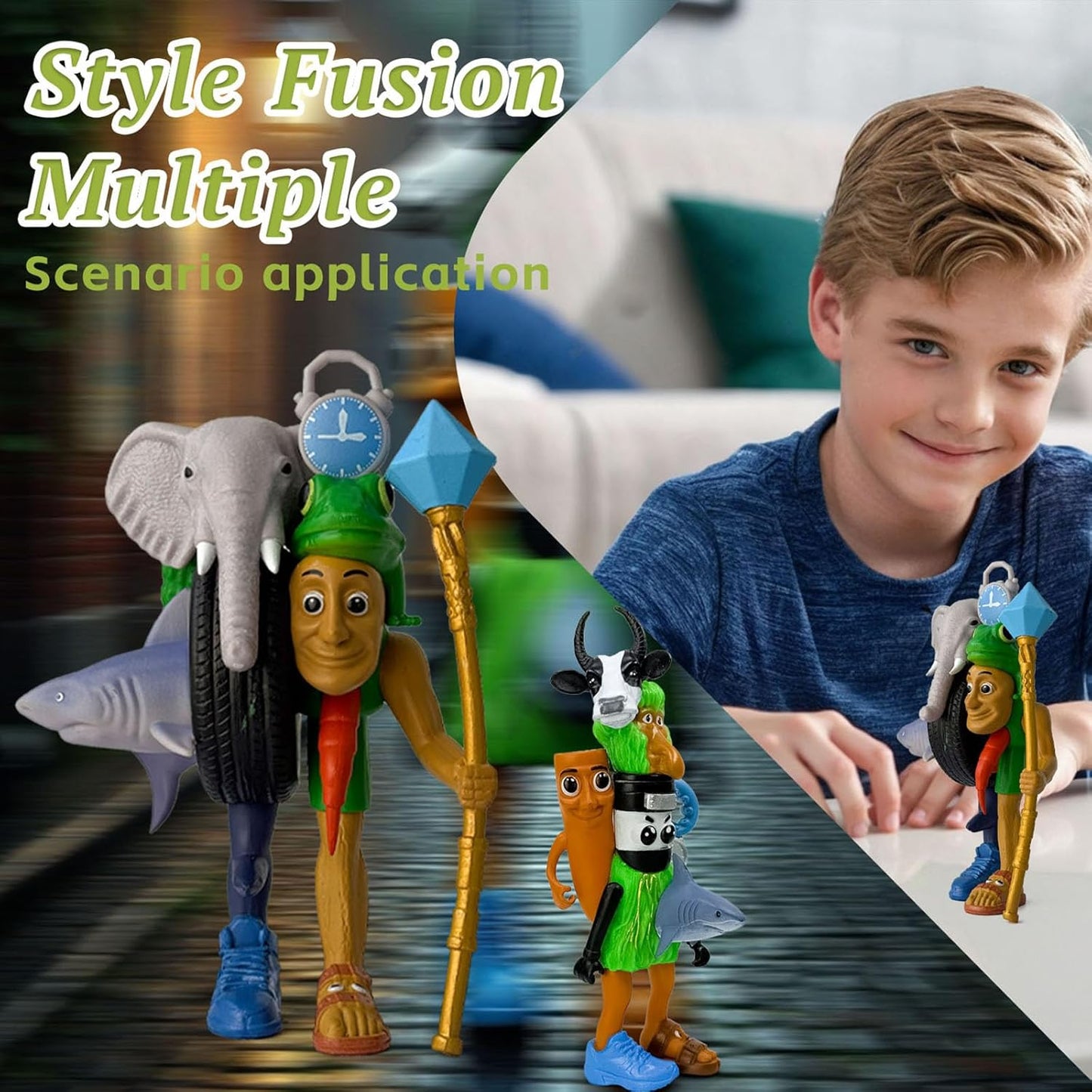 8 Pcs Italian Brainrot Action Figures, Tralalero Travala Toy Set Tralalero Travala, Tung Tung Tung Sahur, Brr Brr Patapim - Brainrot Fidget Toys, Decorations Gifts for Office Room Figurine Decoration