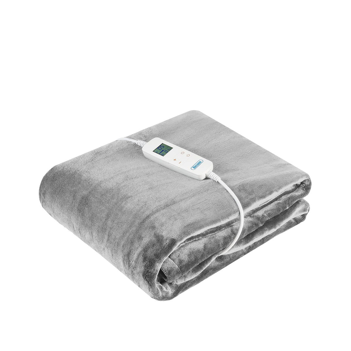 Electric Heated Throw Blanket 10 Heat Settings Washable 220gsm Fleece with Digital Remote Timer - 160cm x 130cm (Silver Grey)