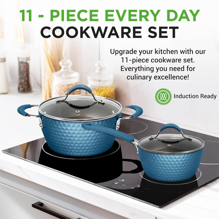 11-Piece Ceramic Nonstick Cookware Set, Induction Ready