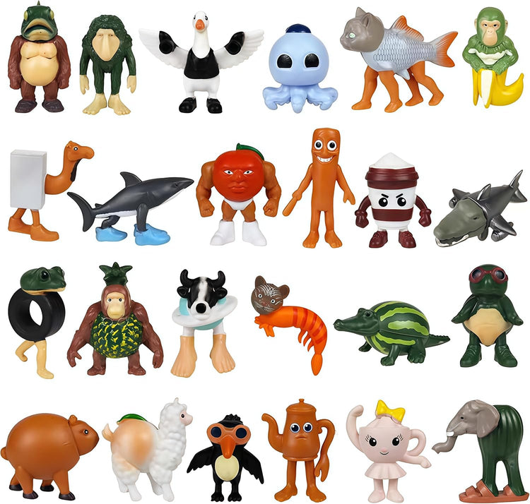 Italian Brainrot Steal a Brainrot Toys, 24 PCS Brain Rot Action Figure, 1.8" Tralalero Tralala Tung Tung Tung Sahur Doll, Party Favors for Kids Birthday Decor