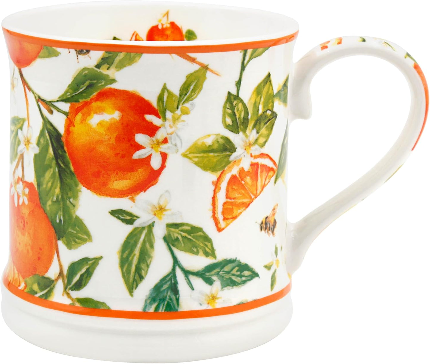 The Leonardo Collection Oranges & Lemons Jennifer Rose Stoneware Oranges & Lemons Mug 366ml for Hot & Cold Drinks | Durable Coffee Cups for Home & Office | Easy-to-Hold Coffee Mugs for Daily Use