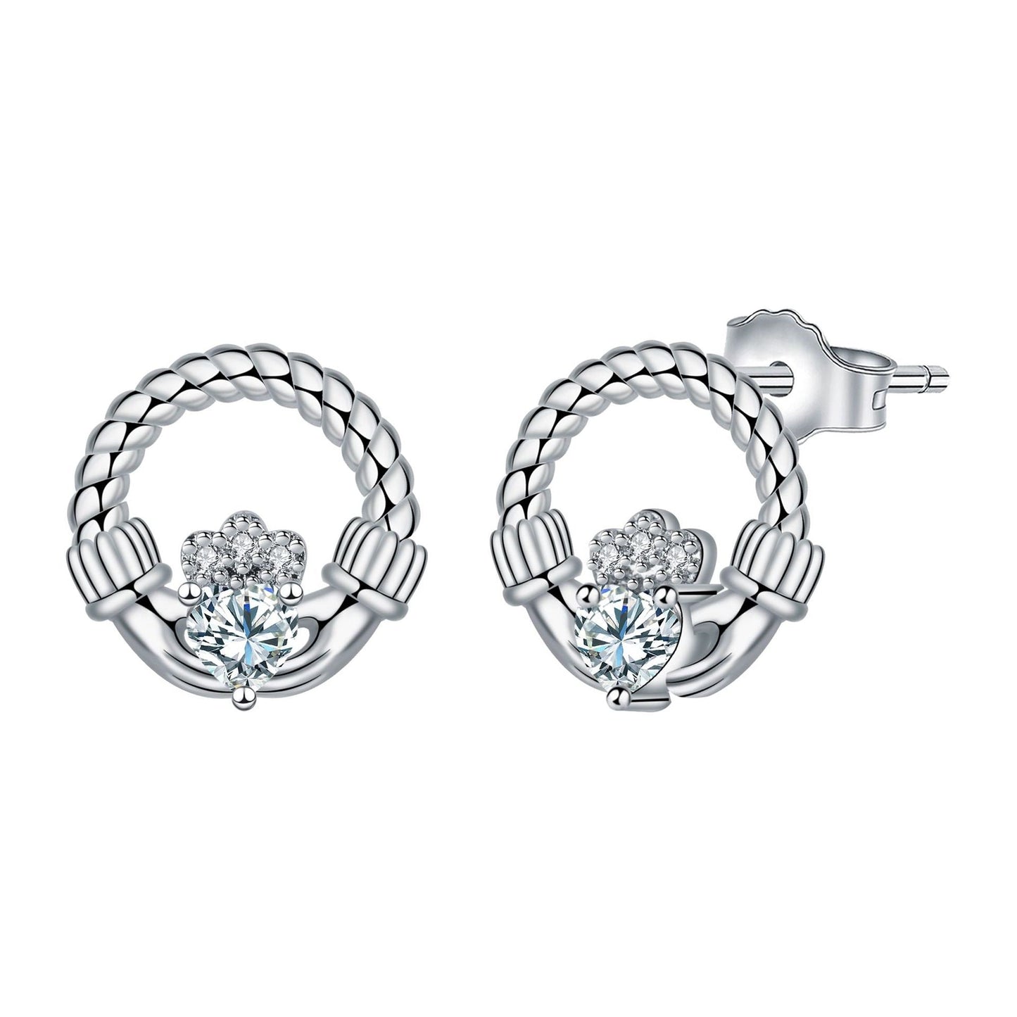 925 Silver Needle Crown Stud Earring Elegant Mother's Day Gift